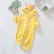 Baby-Schlafanzug Hase Zitronengelb, flache Nähte und weiches Material, Baby-Pyjama zum Einkuscheln, Vorderansicht