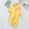 Baby-Schlafanzug Hase Zitronengelb, flache Nähte und weiches Material, Baby-Pyjama zum Einkuscheln, Vorderansicht