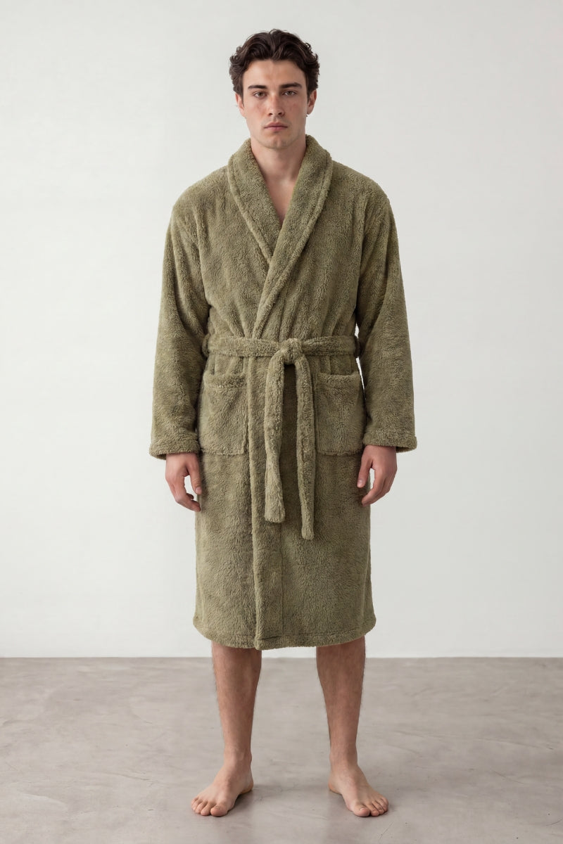 Bademantel Cocooning, weiches Fleece, kuscheliger Bademantel zum Einkuscheln, Vorderansicht