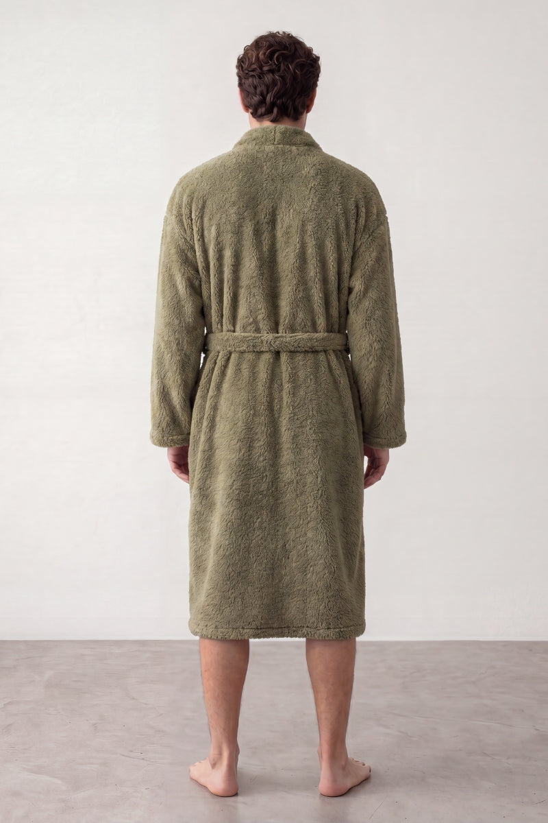 Bademantel Cocooning, weiches Fleece, kuscheliger Bademantel zum Einkuscheln, Rückansicht