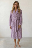 Bademantel Fleece, weiches Fleece, kuscheliger Bademantel zum Einkuscheln, Rückansicht
