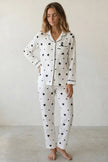 Baumwoll-Schlafanzug Herzen Damen, atmungsaktive Baumwolle, Baumwoll-Pyjama für Damen zum Einkuscheln, Rückansicht
