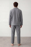 Baumwoll-Schlafanzug Nadelstreifen Herren, atmungsaktive Baumwolle, Baumwoll-Pyjama für Herren zum Einkuscheln, Rückansicht