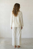 Baumwoll-Schlafanzug Weiß Damen, atmungsaktive Baumwolle, Baumwoll-Pyjama für Damen zum Einkuscheln, Rückansicht
