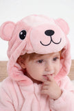 Einteiler Schlafanzug Baby Bär Rosa, Kapuze und weiches Material, einteiliger Schlafanzug für Kinder, Rückansicht