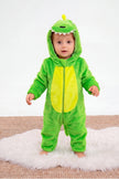 Einteiler Schlafanzug Baby Dinosaurier, Kapuze und weiches Material, einteiliger Schlafanzug für Kinder, Vorderansicht