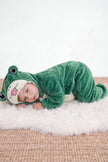 Einteiler Schlafanzug Baby Frosch, Kapuze und weiches Material, einteiliger Schlafanzug für Kinder, Vorderansicht