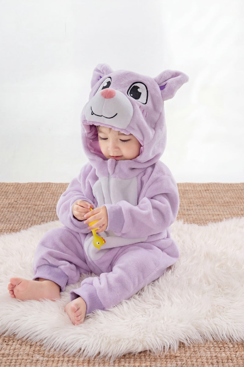 Einteiler Schlafanzug Baby mit Ohrenkapuze, Kapuze und weiches Material, einteiliger Schlafanzug für Kinder, Rückansicht