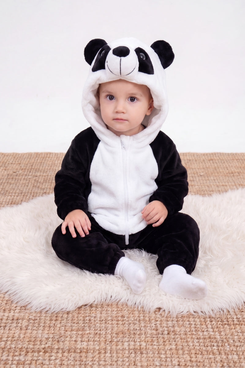 Einteiler Schlafanzug Baby Panda, Kapuze und weiches Material, einteiliger Schlafanzug für Kinder, Vorderansicht