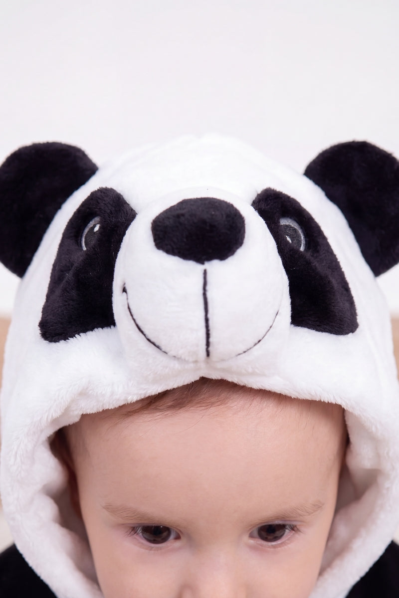 Einteiler Schlafanzug Baby Panda, Kapuze und weiches Material, einteiliger Schlafanzug für Kinder, Rückansicht