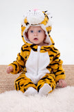 Einteiler Schlafanzug Baby Tiger, Kapuze und weiches Material, einteiliger Schlafanzug für Kinder, Vorderansicht