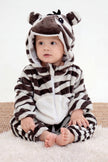 Einteiler Schlafanzug Baby Zebra, Kapuze und weiches Material, einteiliger Schlafanzug für Kinder, Vorderansicht