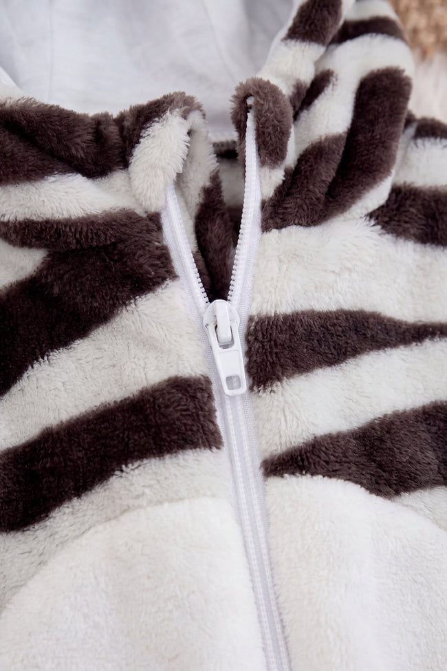 Einteiler Schlafanzug Baby Zebra, Kapuze und weiches Material, einteiliger Schlafanzug für Kinder, Rückansicht