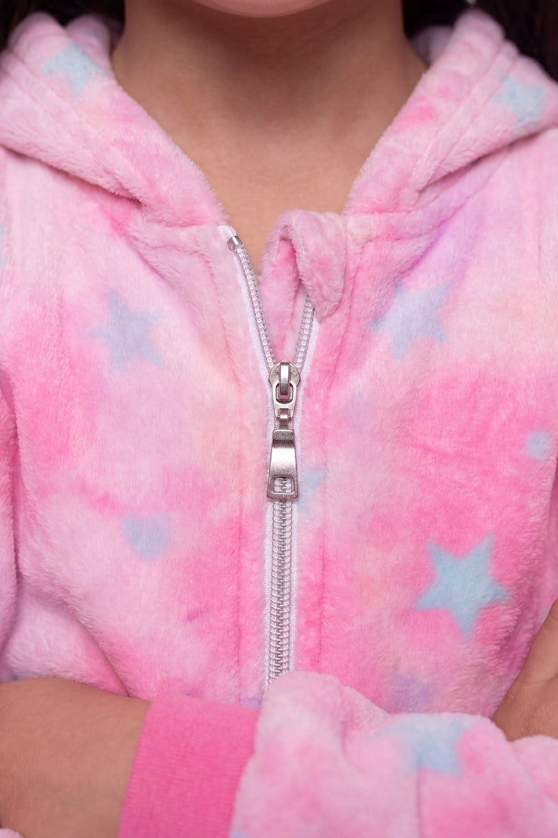 Einteiler Schlafanzug Kinder Einhorn Pastell, Kapuze und weiches Material, einteiliger Schlafanzug für Kinder, Rückansicht