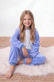 Einteiler Schlafanzug Kinder Kostüm Blau, Kapuze und weiches Material, einteiliger Schlafanzug für Kinder, Vorderansicht