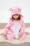 Einteiler Schlafanzug Kinder Schwein, Kapuze und weiches Material, einteiliger Schlafanzug für Kinder, Vorderansicht