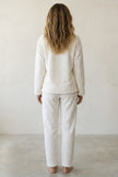 Fleece-Schlafanzug Cremeweiß, flauschiges Fleece, Fleece-Pyjama für Damen zum Einkuscheln, Rückansicht