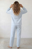 Fleece-Schlafanzug Gesteppt Hellblau, flauschiges Fleece, Fleece-Pyjama für Damen, Detailansicht der Verarbeitung