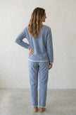Fleece-Schlafanzug Hellblau, flauschiges Fleece, Fleece-Pyjama für Damen zum Einkuscheln, Rückansicht