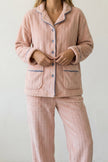 Fleece-Schlafanzug Lachs Gerippt, flauschiges Fleece, Fleece-Pyjama für Damen zum Einkuscheln, Rückansicht