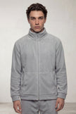 Fleece-Schlafanzug Mausgrau Herren, flauschiges Fleece, Fleece-Pyjama für Herren zum Einkuscheln, Vorderansicht
