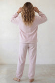 Fleece-Schlafanzug Rosé mit Reißverschluss, flauschiges Fleece, Fleece-Pyjama für Damen zum Einkuscheln, Rückansicht