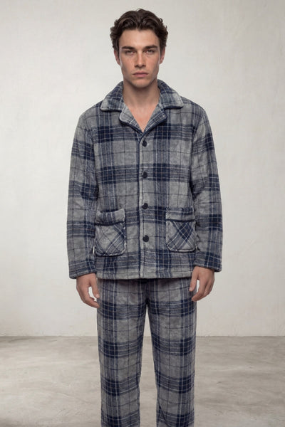Fleece-Schlafanzug Schottenkaro Herren
