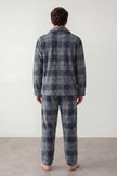 Fleece-Schlafanzug Schottenkaro Herren, flauschiges Fleece, Fleece-Pyjama für Herren zum Einkuscheln, Rückansicht