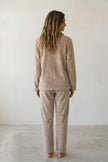 Fleece-Schlafanzug Taupe, flauschiges Fleece, Fleece-Pyjama für Damen zum Einkuscheln, Rückansicht