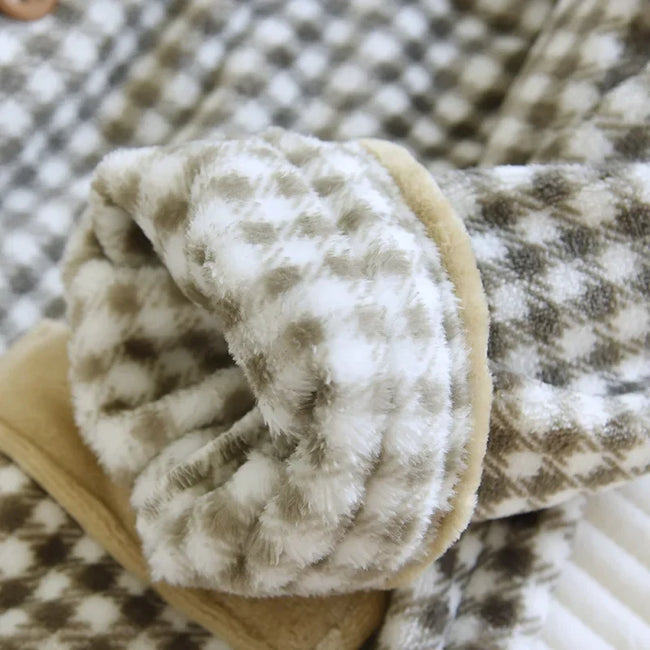 Fleece-Schlafanzug Vichy-Karo Herren, flauschiges Fleece, Fleece-Pyjama für Herren zum Einkuscheln, Rückansicht