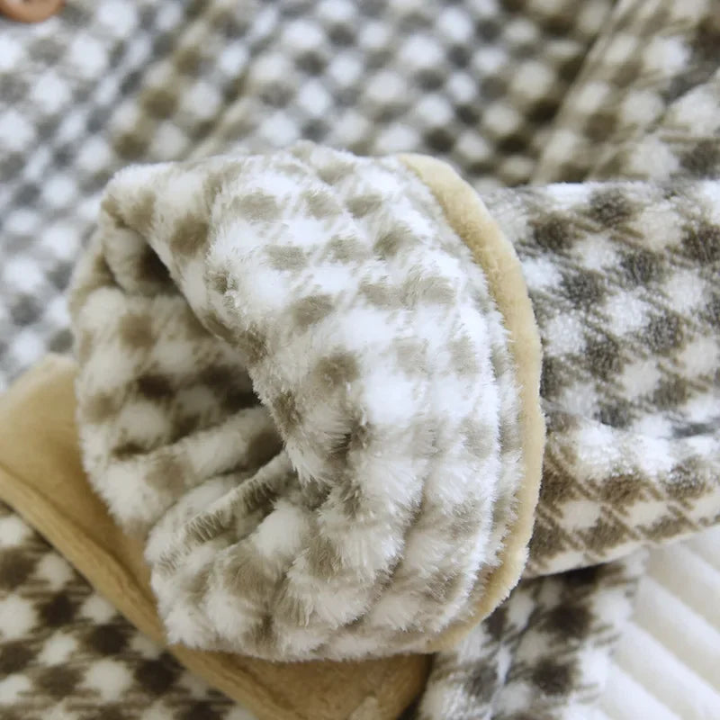 Fleece-Schlafanzug Vichy-Karo Herren, flauschiges Fleece, Fleece-Pyjama für Herren zum Einkuscheln, Rückansicht