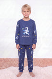 Kinder-Schlafanzug Astronaut Jungen, flache Nähte, Kinder-Pyjama für Jungen zum Einkuscheln, Vorderansicht