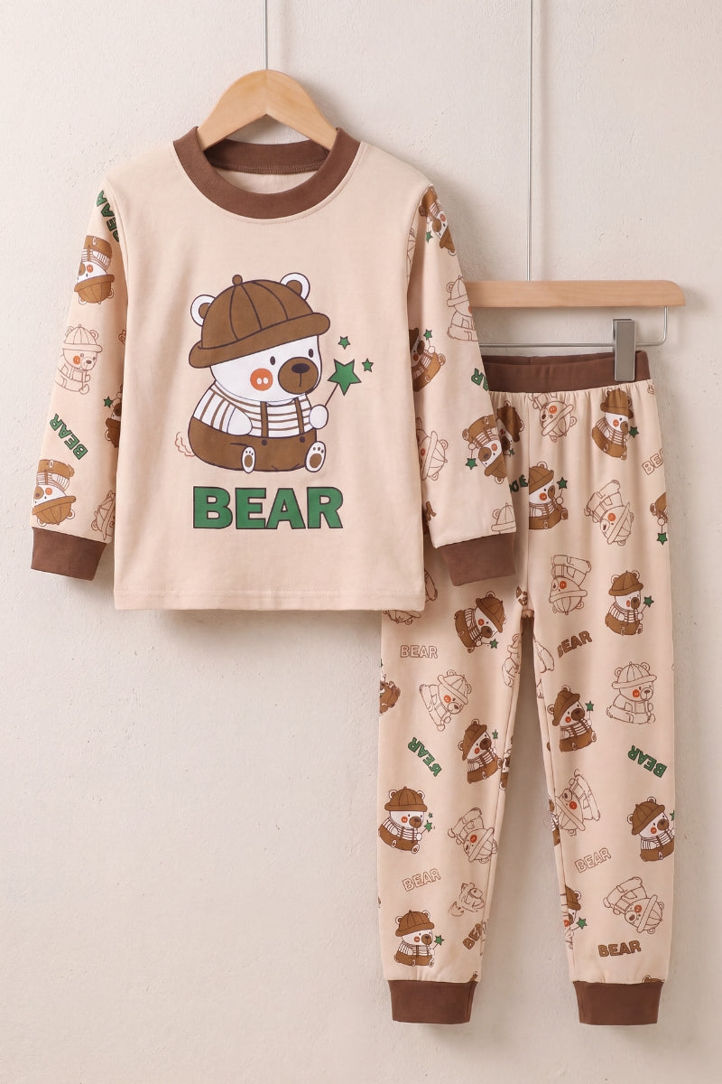Kinder-Schlafanzug Bärchen Jungen, flache Nähte, Kinder-Pyjama für Jungen zum Einkuscheln, Detailansicht der Verarbeitung