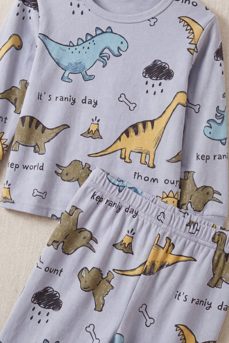 Kinder-Schlafanzug Dinosaurier Jungen, flache Nähte, Kinder-Pyjama für Jungen zum Einkuscheln, Detailansicht der Verarbeitung