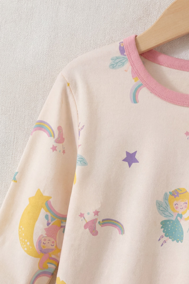Kinder-Schlafanzug Fee Mädchen, flache Nähte, Kinder-Pyjama für Mädchen zum Einkuscheln, Rückansicht