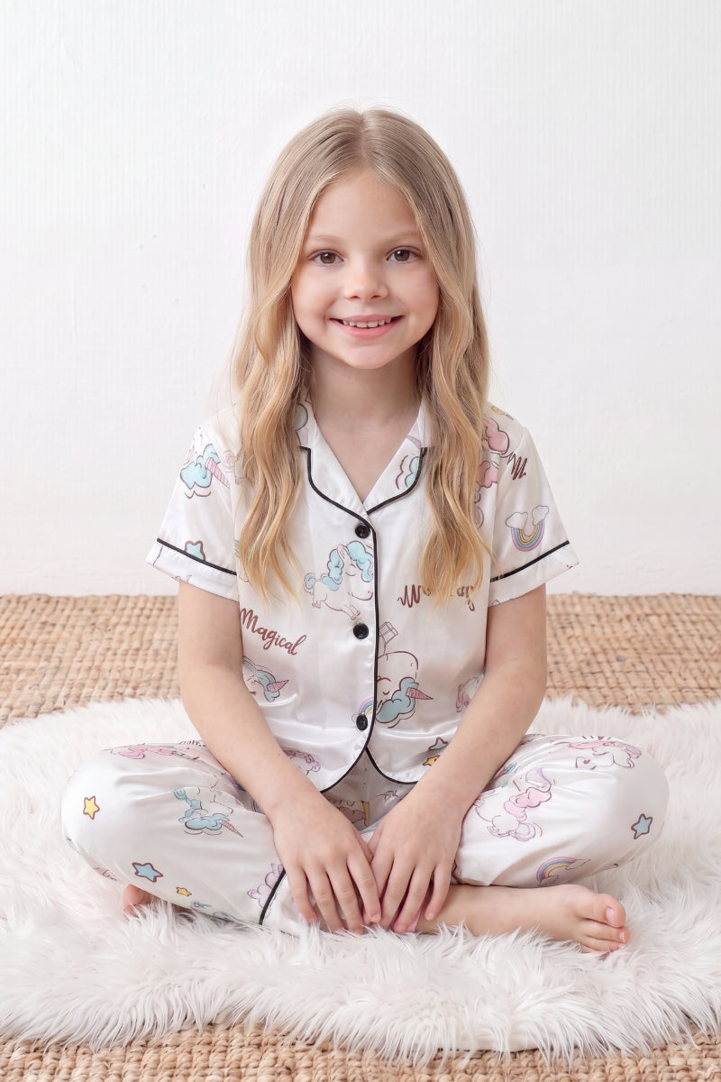Kinder-Schlafanzug Kawaii Mädchen, flache Nähte, Kinder-Pyjama für Mädchen zum Einkuscheln, Vorderansicht