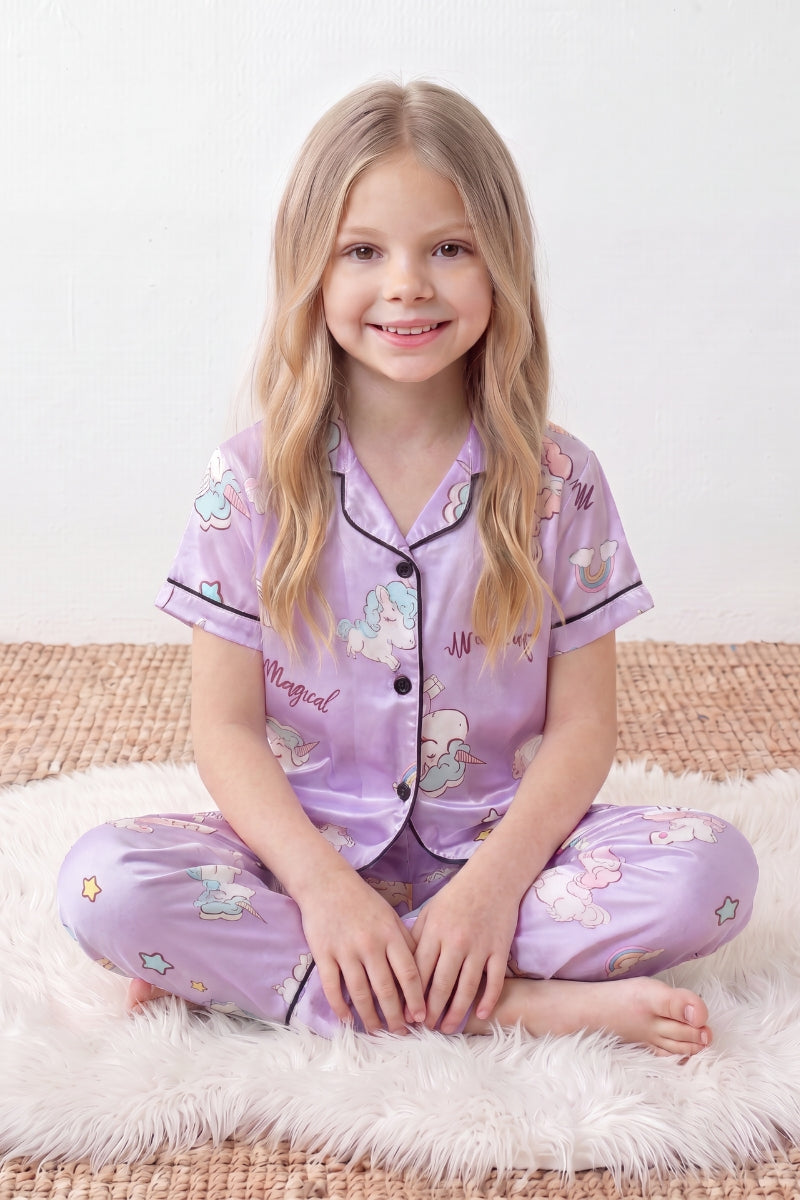 Kinder-Schlafanzug Kawaii Mädchen, flache Nähte, Kinder-Pyjama für Mädchen zum Einkuscheln, Rückansicht