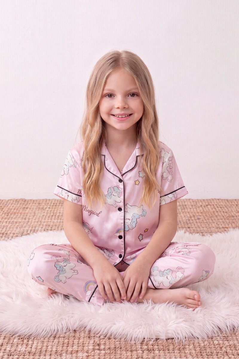 Kinder-Schlafanzug Kawaii Mädchen, flache Nähte, Kinder-Pyjama für Mädchen zum Einkuscheln, Detailansicht der Verarbeitung