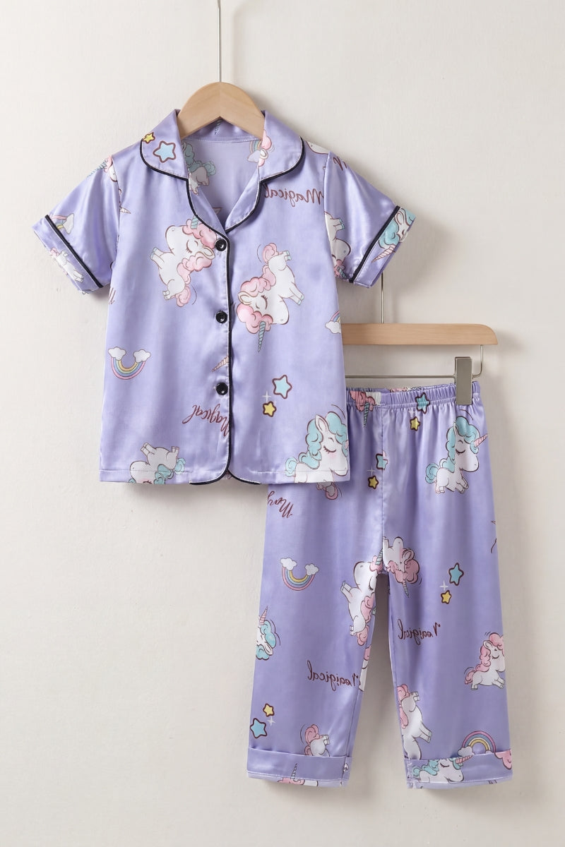 Kinder-Schlafanzug Kawaii Mädchen, flache Nähte, Kinder-Pyjama für Mädchen zum Einkuscheln, Seitenansicht