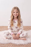 Kinder-Schlafanzug Schmetterling Mädchen, flache Nähte, Kinder-Pyjama für Mädchen zum Einkuscheln, Vorderansicht