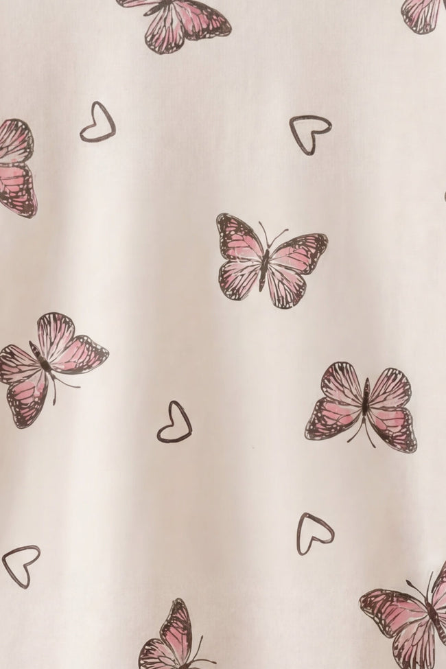 Kinder-Schlafanzug Schmetterling Mädchen, flache Nähte, Kinder-Pyjama für Mädchen zum Einkuscheln, Rückansicht