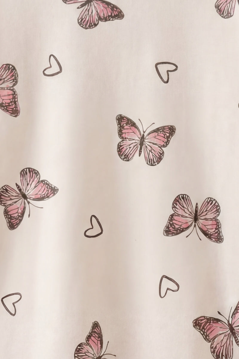 Kinder-Schlafanzug Schmetterling Mädchen, flache Nähte, Kinder-Pyjama für Mädchen zum Einkuscheln, Rückansicht