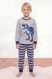 Kinder-Schlafanzug T-Rex Jungen, flache Nähte, Kinder-Pyjama für Jungen zum Einkuscheln, Vorderansicht