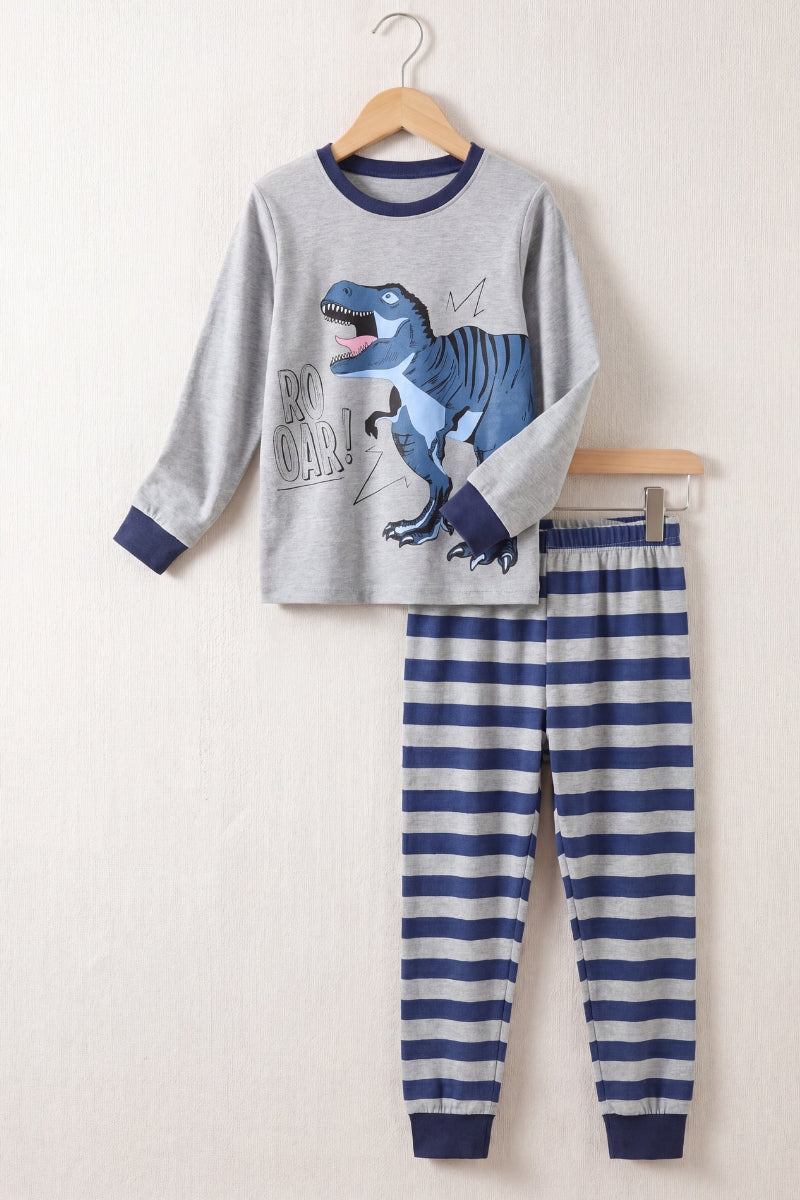 Kinder-Schlafanzug T-Rex Jungen, flache Nähte, Kinder-Pyjama für Jungen zum Einkuscheln, Detailansicht der Verarbeitung