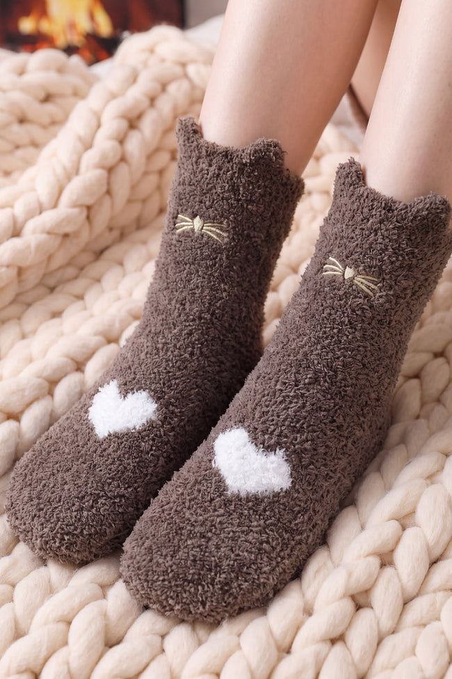 Kuschelsocken Herz, flauschiges Material, warme Kuschelsocken zum Einkuscheln, Vorderansicht