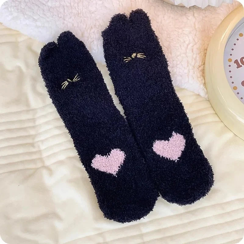 Kuschelsocken Herz, flauschiges Material, warme Kuschelsocken zum Einkuscheln, Rückansicht