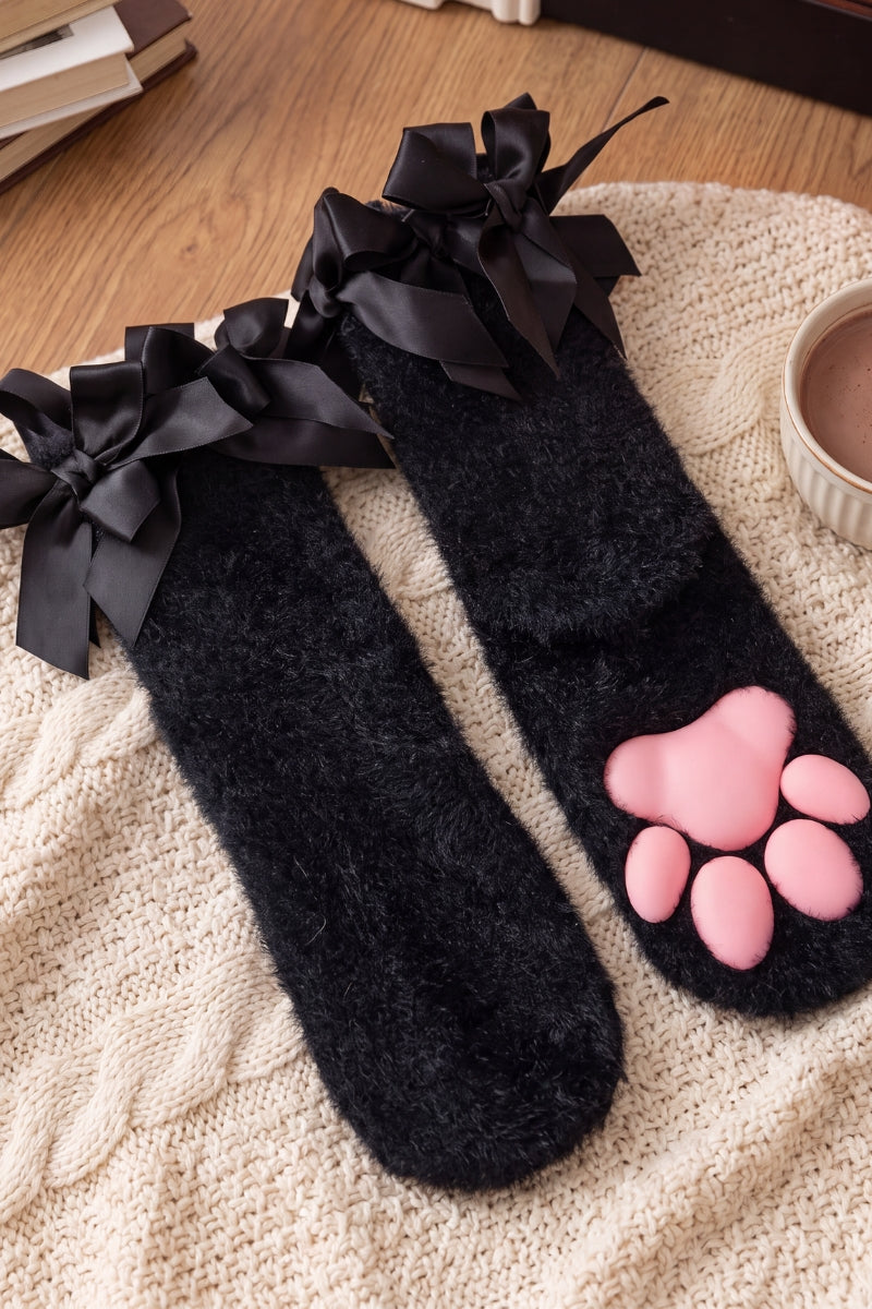Kuschelsocken Schleife, flauschiges Material, warme Kuschelsocken zum Einkuscheln, Rückansicht