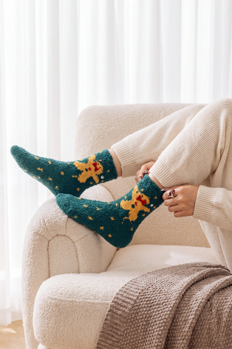 Kuschelsocken Weihnachten, flauschiges Material, warme Kuschelsocken zum Einkuscheln, Vorderansicht
