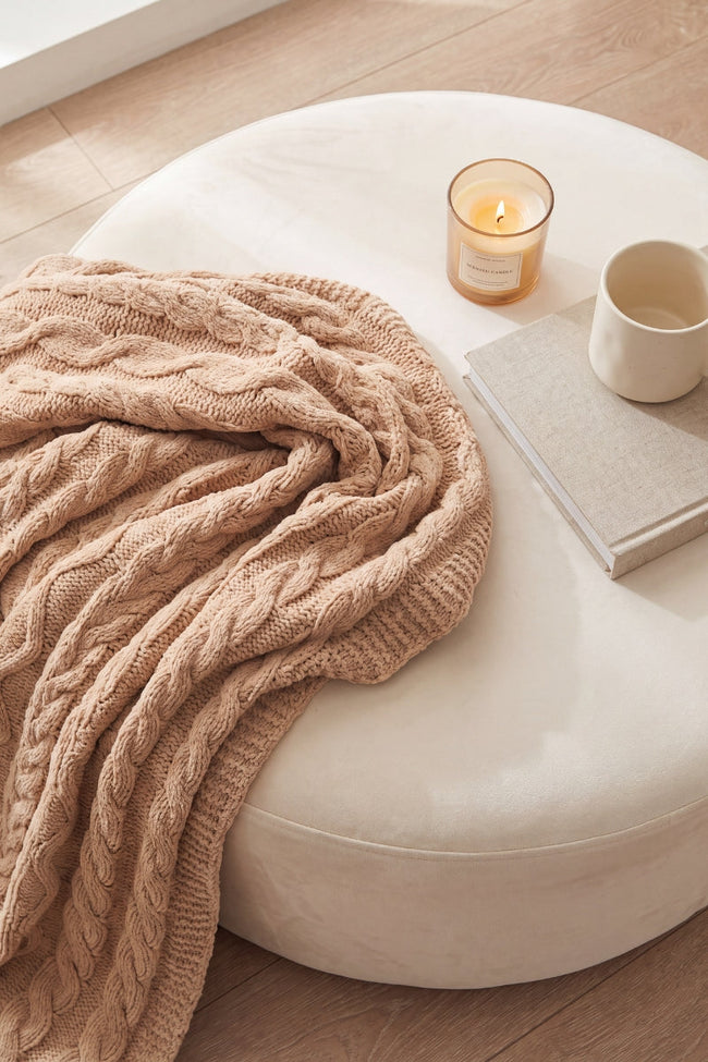 Kuscheldecke Braun, flauschige Kuscheldecke aus Kuschelfleece, warm und weich für gemütliche Abende auf dem Sofa