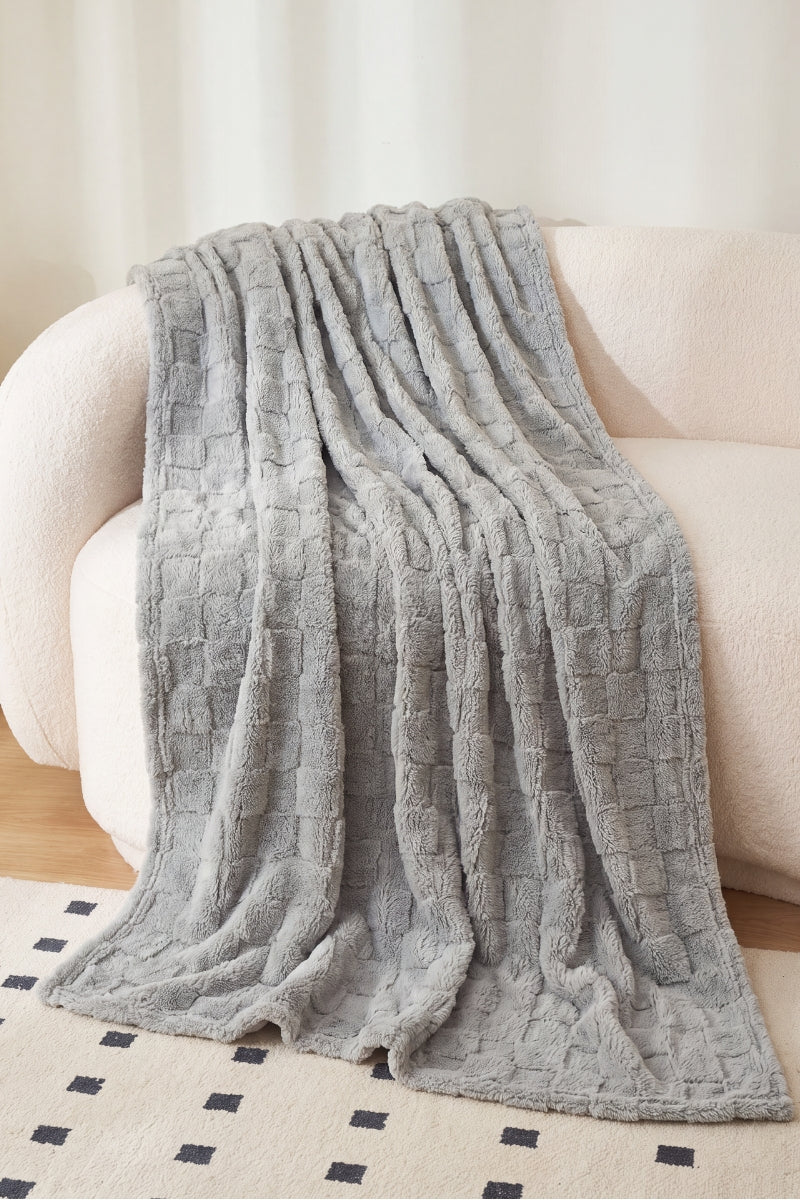 Wohndecke Graublau, flauschige Wohndecke aus Kuschelfleece, warm und weich für gemütliche Abende auf dem Sofa
